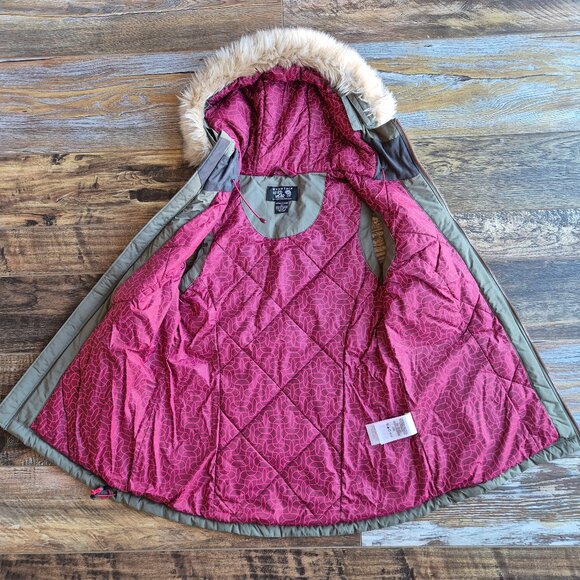 Mountain Hardwear Potrero Insulated Hooded Vest Removable Faux-Fur Zip-Up Green - Picture 10 of 14